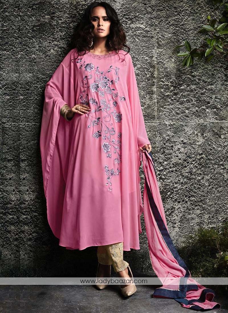 Pink Georgette Designer Palazzo Suit