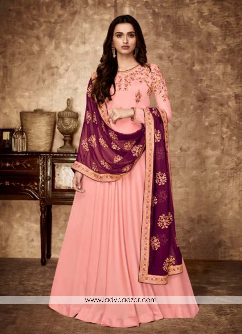 Pink Reception Floor Length Anarkali Suit