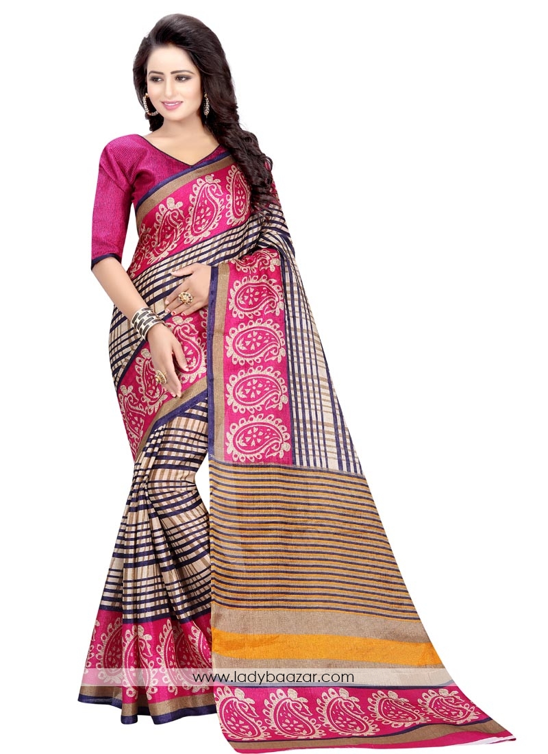 Pink Shaded Bhagalpuri Silk Casual Saree