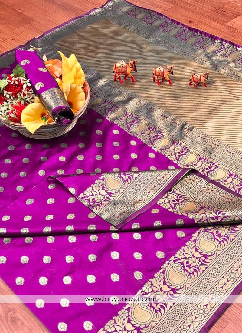 Pink Weaving Banarasi Silk Designer Traditional Saree