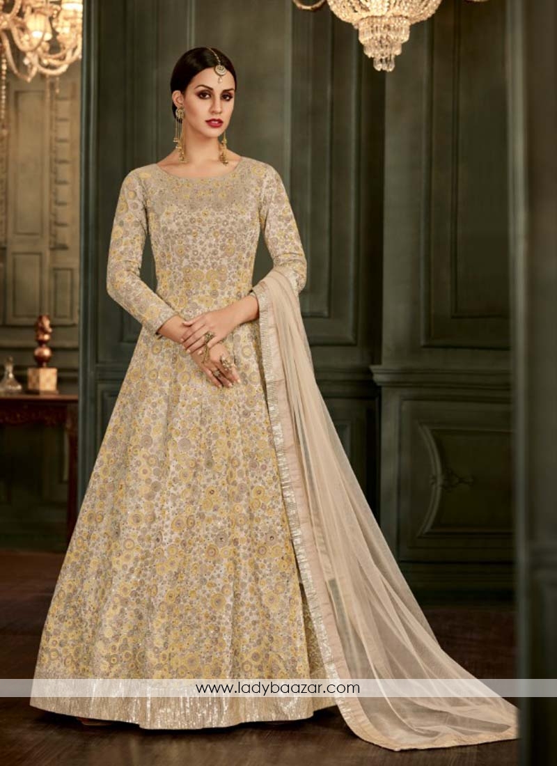 Piquant Resham Work Mullburry Silk Floor Length Anarkali Suit