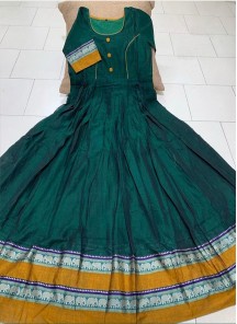 Pleasant Dark green Colored Partywear Printed Less Satin Silk Trendy Gown