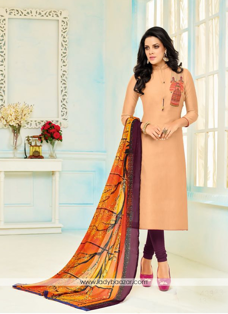 Praiseworthy Beige Chaderi Printed Salwar Kameez