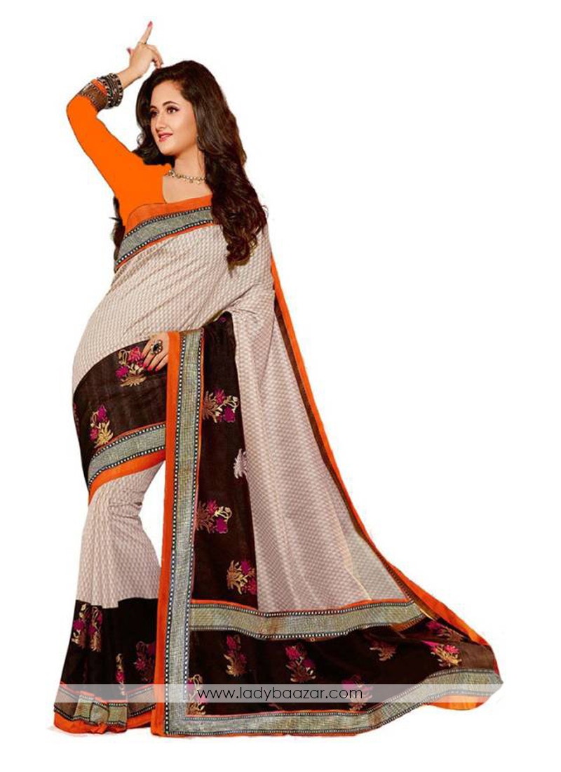 Print Bhagalpuri Silk Casual Saree In Multi Colour