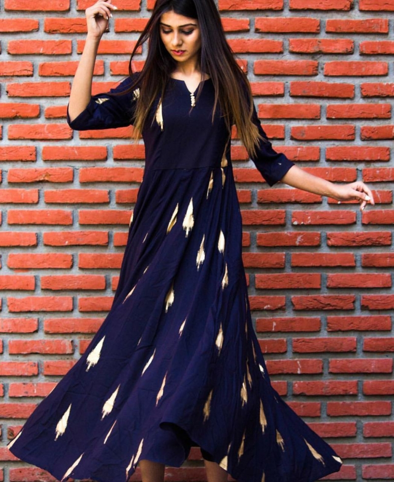 Printed Floor Length Long Reyon Gown