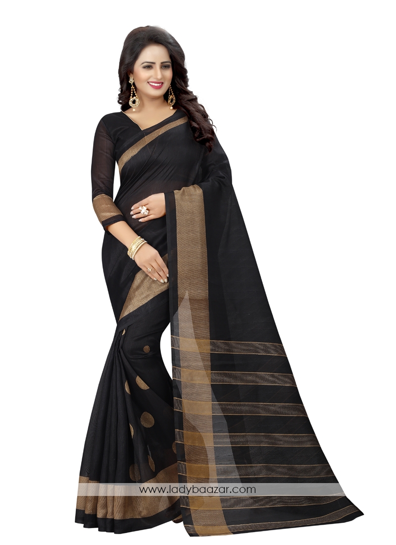 Pristine Bhagalpuri Silk Black Printed Saree