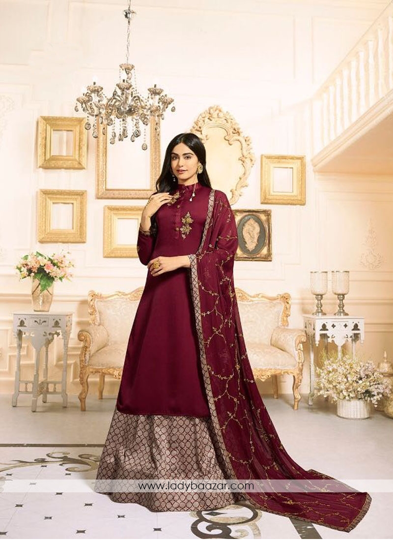 Prominent Georgette Silk Designer Palazzo Suit