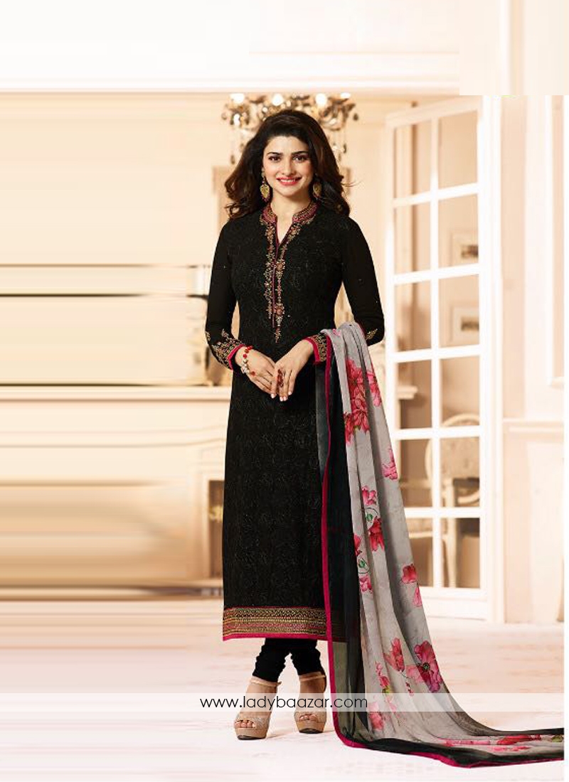 Ravishing Black Embroidery Work Georgette Salwar Kameez