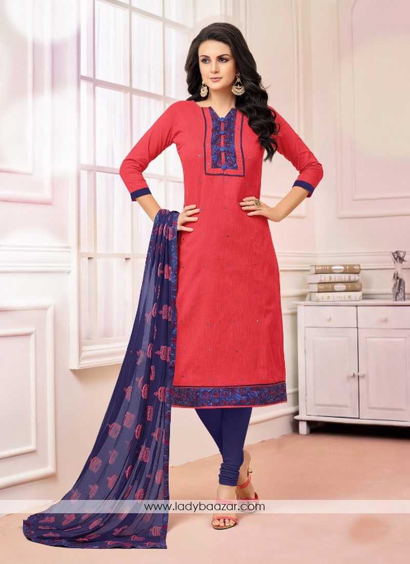 Ravishing Blue With Orange Cotton Salwar Kameez