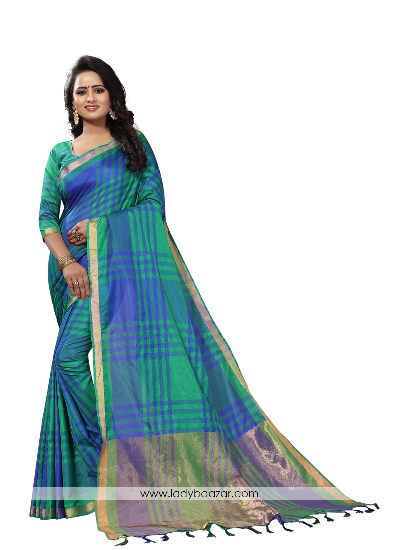 Regal Cotton Silk Green Pinted Casual Saree