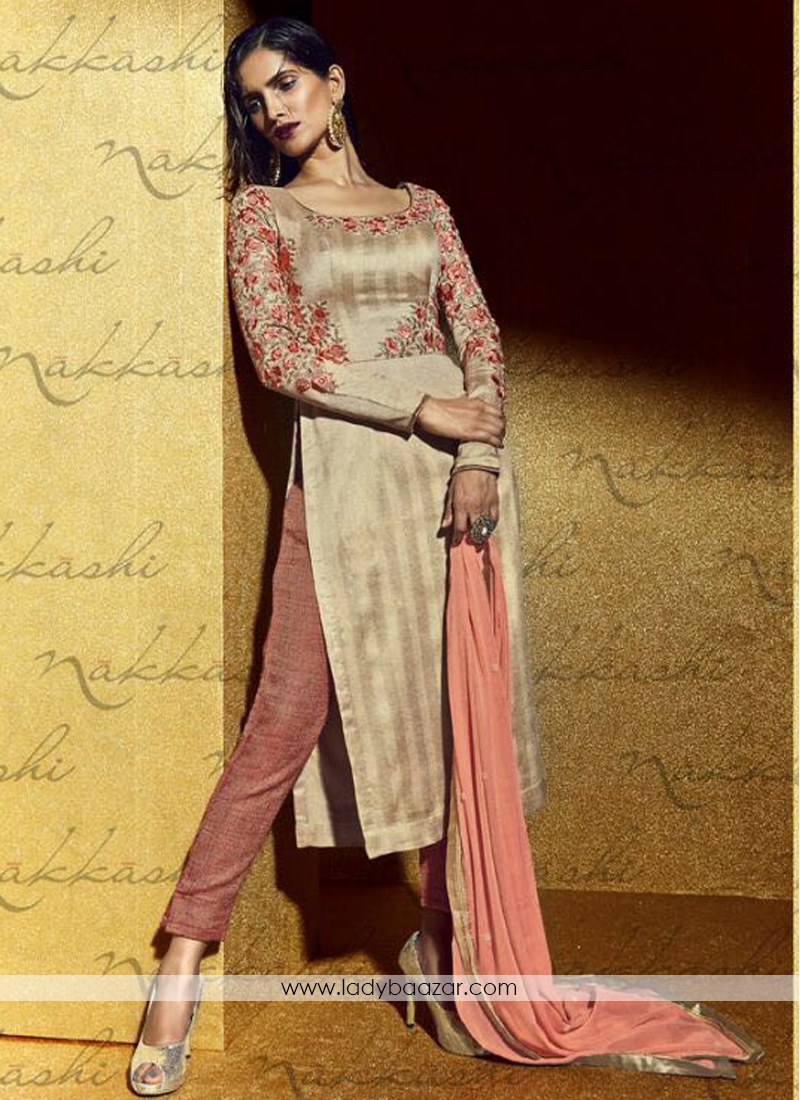 Remarkable Bhagalpuri Silk Embroidered Straight Suit