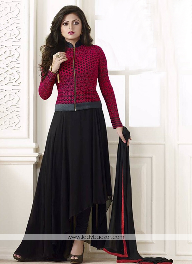 Remarkable Georgette Embroidered Churidar Suit