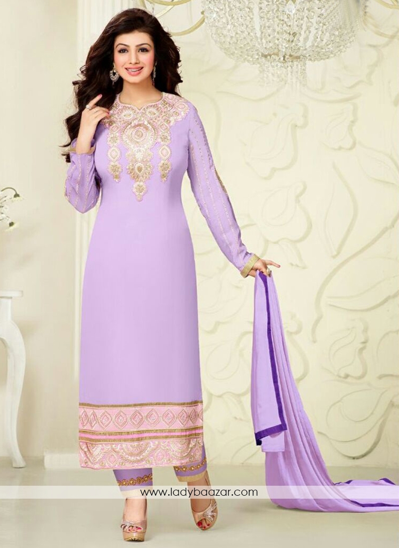 Riveting Georgette Embroidered Work Straight Suit