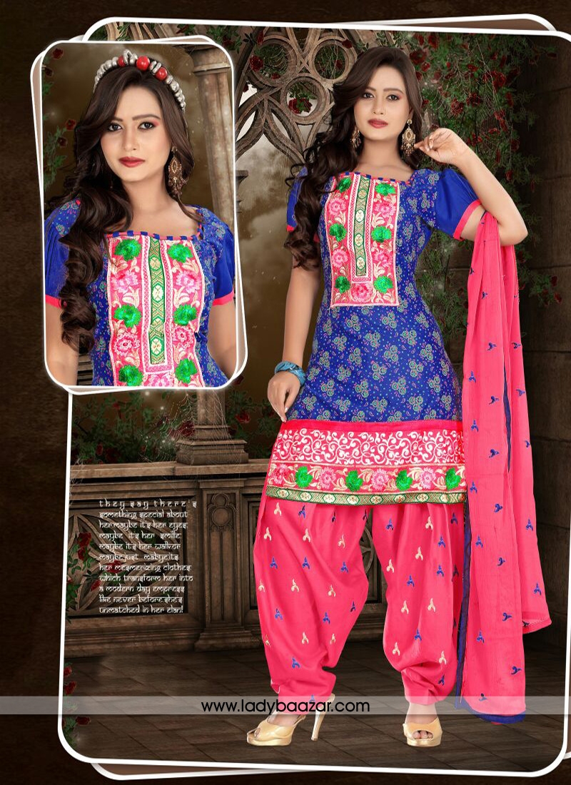 Sensational Cotton Embrodiery Work Designer Patiala Suit