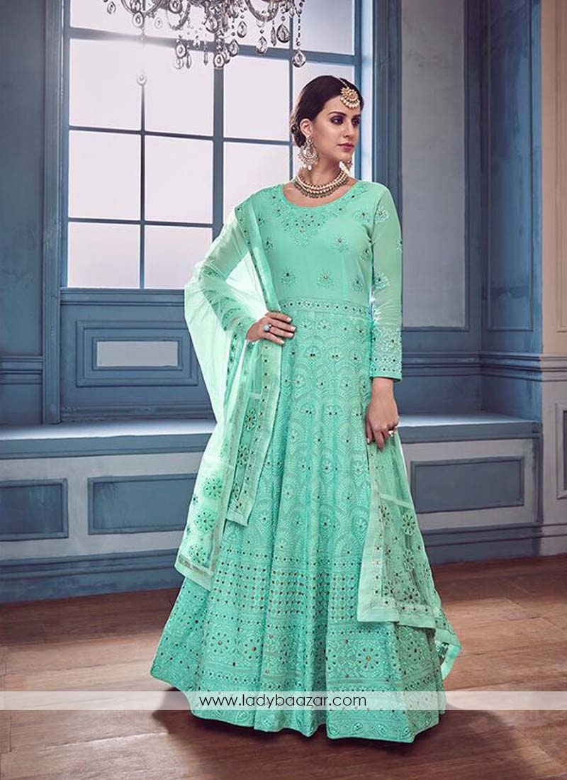 Sensible Embroidered Georgette Floor Length Anarkali Suit