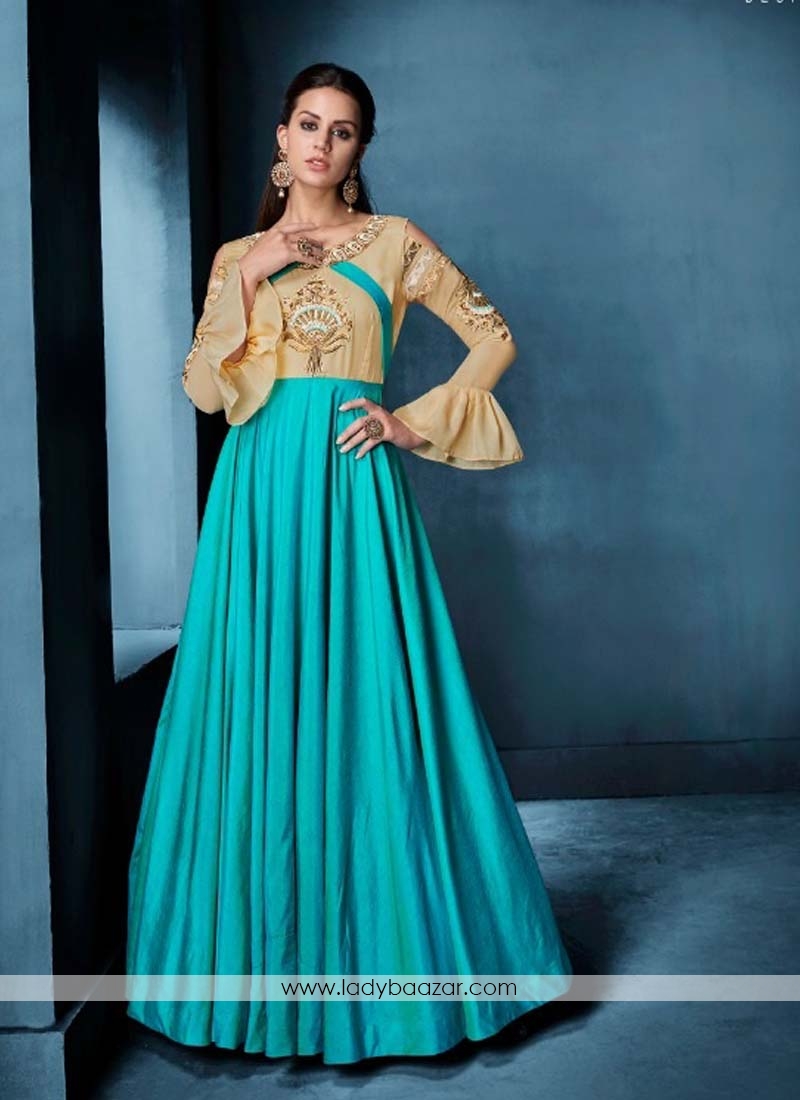 Turquoise Wedding Floor Length Anarkali Suit