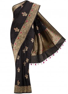 Unique Black-Brown Colored Partywear Banarasi Art Silk Saree