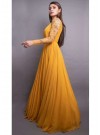 Stunning Mustard-colored  8 Meter Flared Maxi Gown With Embellished Sleeves.