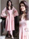 Eye-Catchy Cotton  Pinkish Peach Party Wear Stitched Kurti With Stitched Dhoti Style Pant