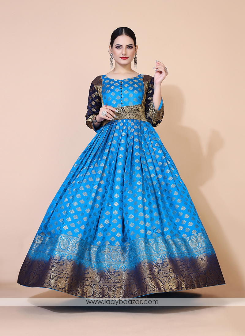 Buy online Girls Turquoise Blue Lace Saree Gown from ethnic wear for Women  by Eavan for ₹840 at 60% off | 2024 Limeroad.com