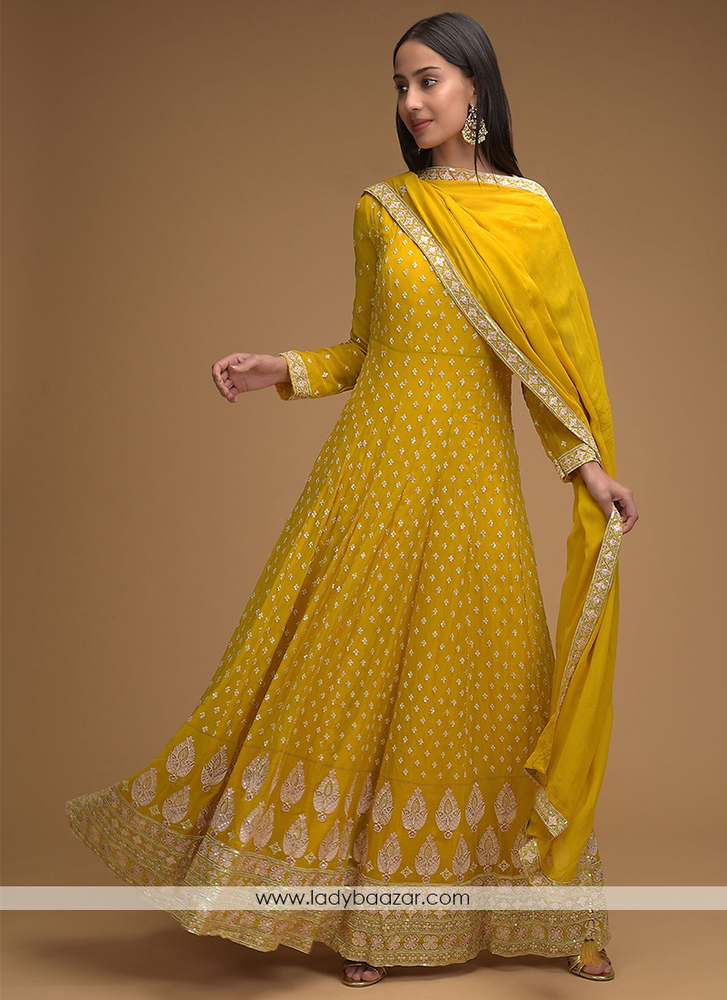 Buy Yellow Anarkali Dress For Haldi for Women Online from india's Luxury  Designers 2024