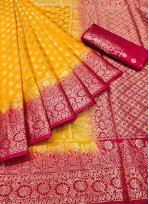 Yellow Festive Wear Woven Silk Saree