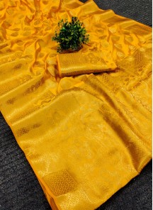 Yellow Festive Wear Woven Silk Saree