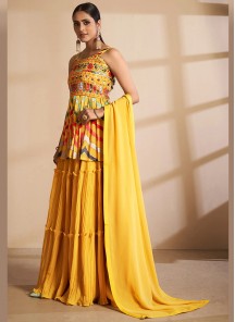 Yellow Floral Embroidered Geor